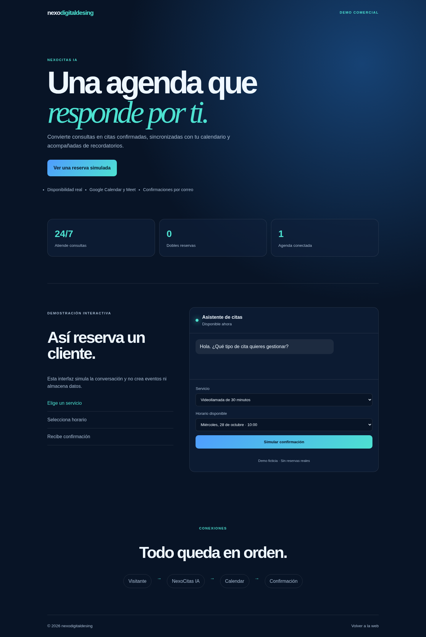Vista de la demo NexoCitas IA